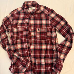 Abercrombie & Fitch Red and White Plaid Button-Down Shirt